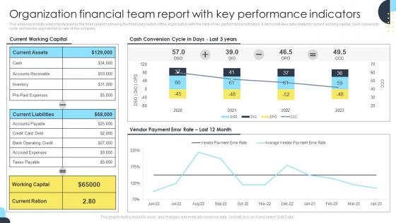 Organization Financial Team Report With Key Performance Indicators
