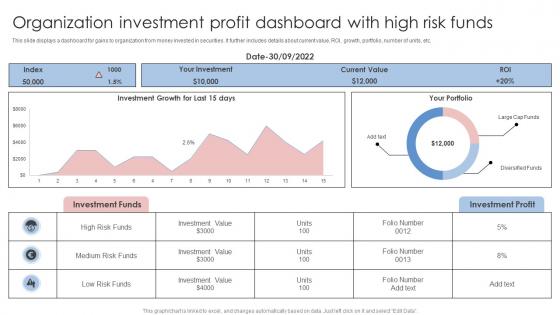 Organization Investment Profit Dashboard With High Risk Funds