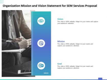 Organization mission and vision statement for sem services proposal ppt powerpoint presentation show format ideas