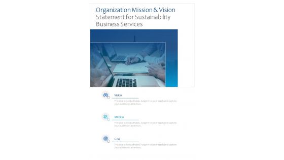 Organization Mission And Vision Statement For Sustainability Business One Pager Sample Example Document