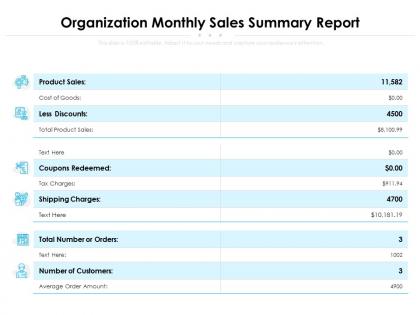 Organization monthly sales summary report