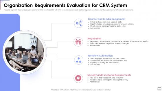 Organization Requirements Evaluation For Crm System Crm Software Implementation