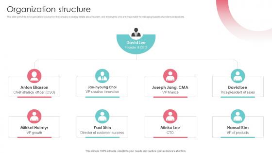 Organization Structure Video Advertising Platform Pitch Deck