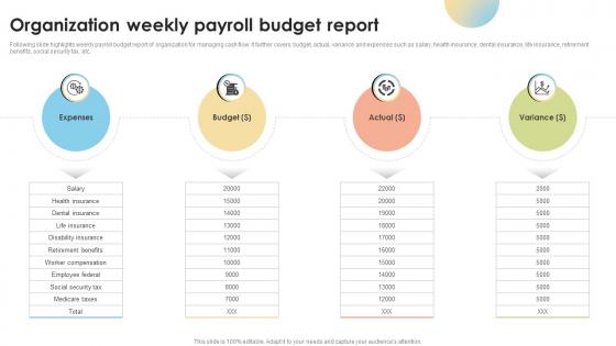 Organization Weekly Payroll Budget Report
