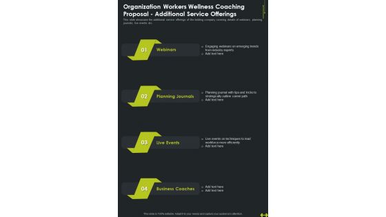 Organization Workers Wellness Coaching Additional Service Offerings One Pager Sample Example Document