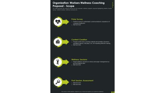 Organization Workers Wellness Coaching Proposal Scope One Pager Sample Example Document