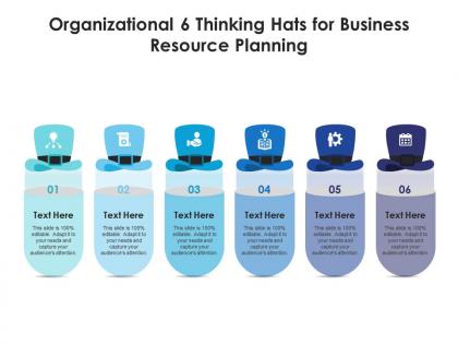 Organizational 6 thinking hats for business resource planning infographic template