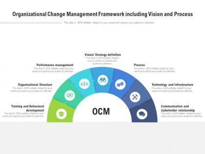 Organizational change management framework including vision and process