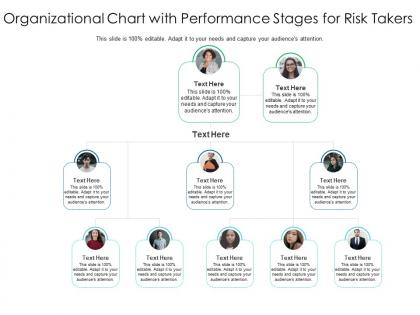 Organizational chart with performance stages for risk takers infographic template