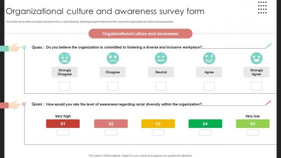 Organizational Culture And Awareness Survey Form Racial Diversity Training DTE SS