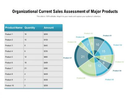 Organizational current sales assessment of major products