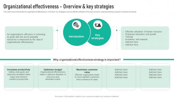 Organizational Effectiveness Overview And Employee Engagement Program Strategy SS V