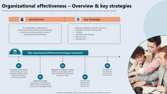 Organizational Effectiveness Overview Integrating Technology To Enhance Working Efficiency Strategy SS V
