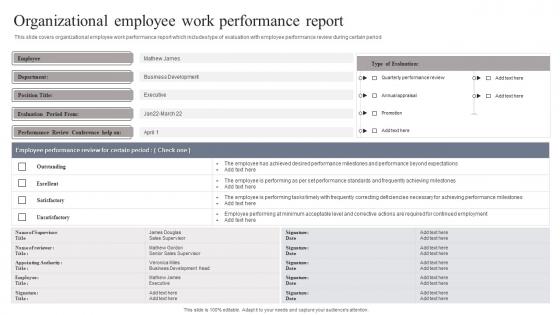 Organizational Employee Work Performance Report