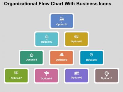 Organizational flow chart with business icons flat powerpoint design