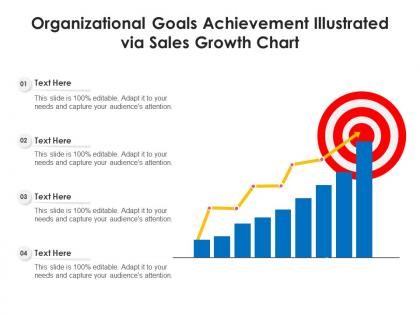 Organizational goals achievement illustrated via sales growth chart