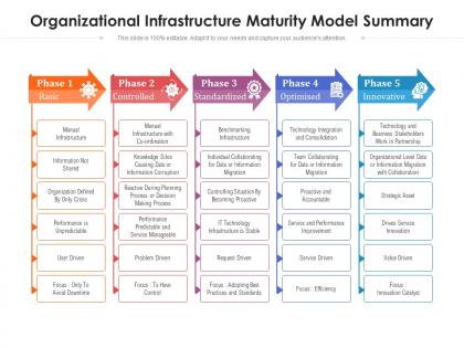 Organizational infrastructure maturity model summary
