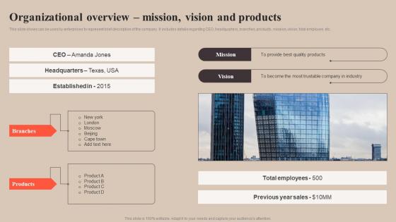 Organizational Overview Mission Vision Strategy To Improve Enterprise Sales Performance MKT SS V