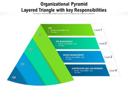Organizational pyramid layered triangle with key responsibilities