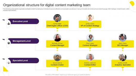 Organizational Structure For Digital Content Marketing Team Digital Content Marketing Strategy SS