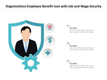 Organizations employee benefit icon with job and wage security