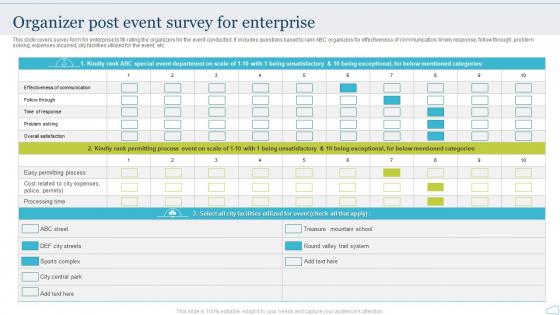 Organizer Post Event Survey For Enterprise