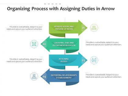 Organizing process with assigning duties in arrow