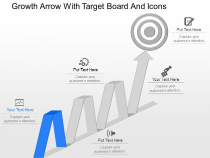 Ot growth arrow with target board and icons powerpoint template