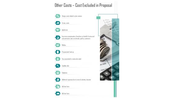 Other Costs Cost Excluded In Proposal Construction Proposal Template One Pager Sample Example Document