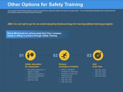 Other options for safety training use equipments ppt powerpoint presentation icon background image
