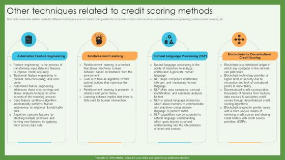 Other Techniques Related To Credit Scoring Methods Credit Scoring And Reporting Complete Guide Fin SS