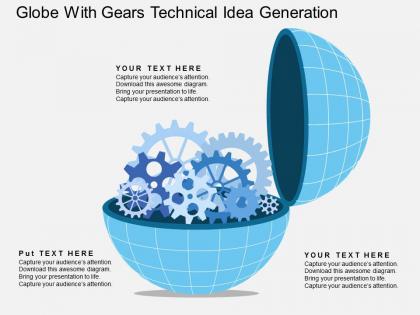 Ou globe with gears technical idea generation flat powerpoint design