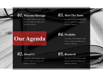 Our agenda sample presentation ppt