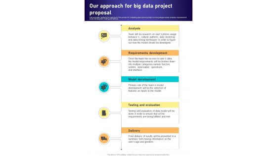 Our Approach For Big Data Project Proposal One Pager Sample Example Document