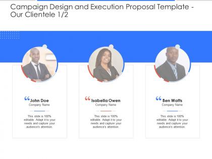 Our clientele communication campaign design and execution proposal template ppt background