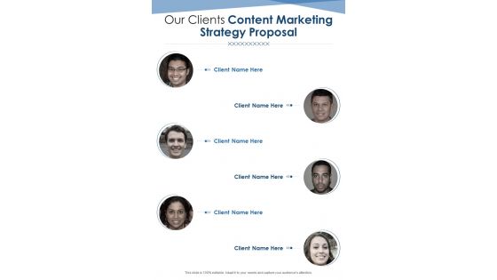 Our Clients Content Marketing Strategy Proposal One Pager Sample Example Document