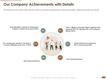 Our company achievements with details commerce market sales ppt infographics graphic images