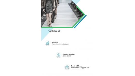 Our Contact Fashion Show Sponsorship One Pager Sample Example Document
