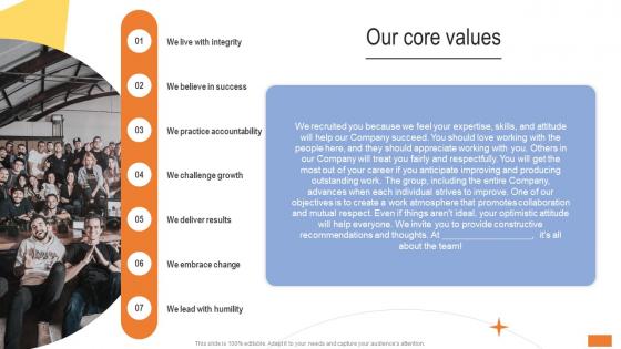 Our Core Values Workplace Policy Guide For Employees
