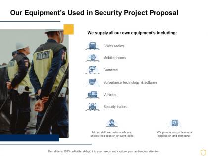 Our equipments used in security project proposal ppt powerpoint presentation show