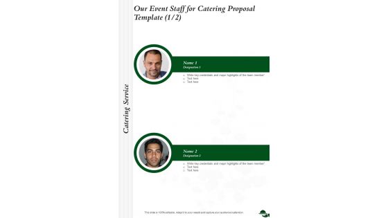 Our Event Staff For Catering Proposal Template One Pager Sample Example Document