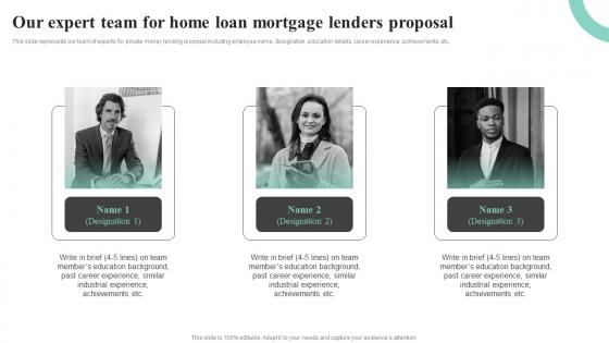 Our Expert Team For Home Loan Mortgage Lenders Proposal Ppt Information