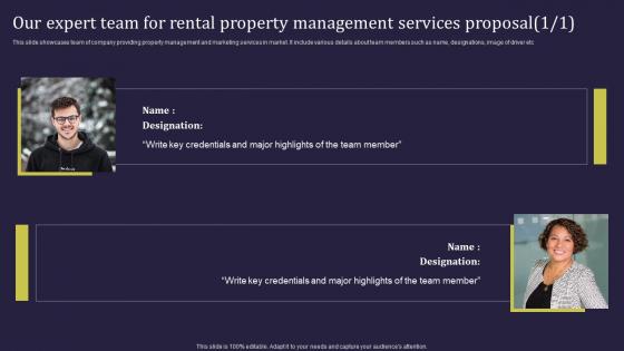 Our Expert Team For Rental Property Management Services Proposal Ppt Information