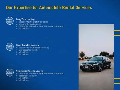 Our expertise for automobile rental services wide range ppt powerpoint presentation rules
