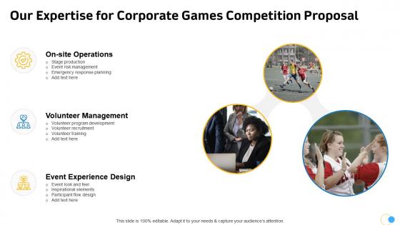 Our expertise for corporate games competition proposal ppt slides download