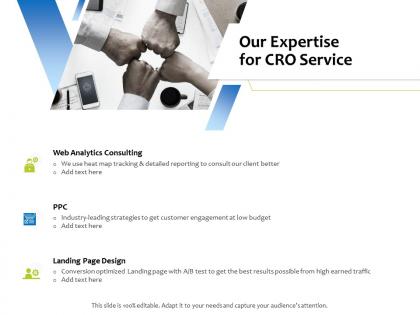 Our expertise for cro service ppt powerpoint presentation portfolio deck