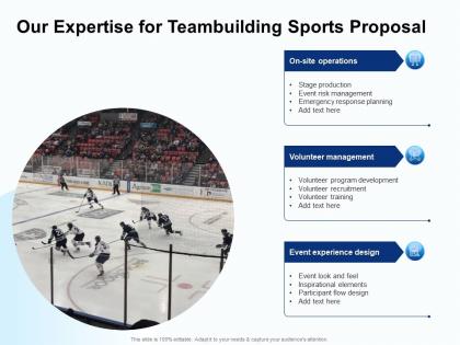 Our expertise for teambuilding sports proposal ppt powerpoint presentation file pictures