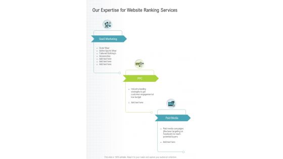 Our Expertise For Website Ranking Services One Pager Sample Example Document