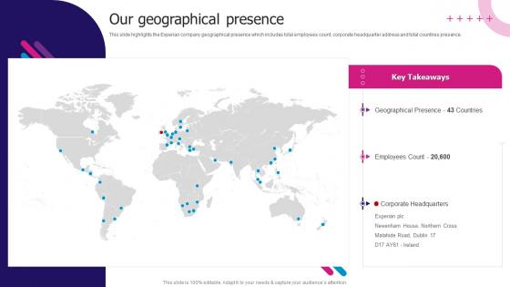 Our Geographical Presence Experian Company Profile Ppt Styles Design Templates