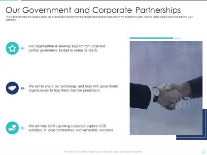 Our government and corporate partnerships charitable investment deck